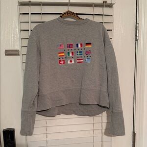 Gray Flag Embroidered Women's Crew Neck Sweater
